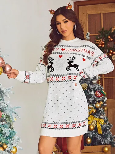 Vista 3 de Glamaker Suéter de gran tamaño para mujer, bonito y feo de Navidad, suéter de vacaciones