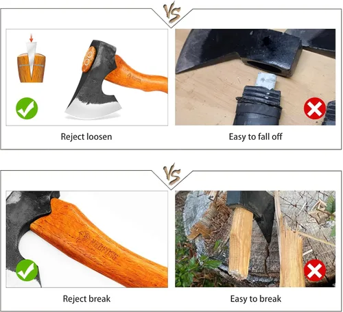 Vista 3 de NEDFOSS Hacha de Acampar Mammoth, Hacha de Camping de 15.5" con Acero de Alto Carbono 1065 y Mango de Madera, Hacha Multiusos para Camping