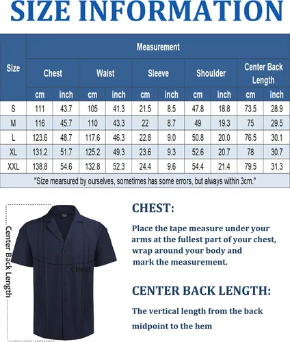 Vista 6 de COOFANDYMen'sCubanGuayaberaShirtsShortSleeveButtonDownShirtsSummerBeachShirts