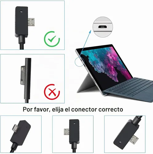 Vista 7 de Cargador Surface 3 13W 5.2V 2.5A Adaptador de Corriente CA Cargador de Cable de Reemplazo para Microsoft Surface 3, Modelo 1623 1624 1645 Tablet