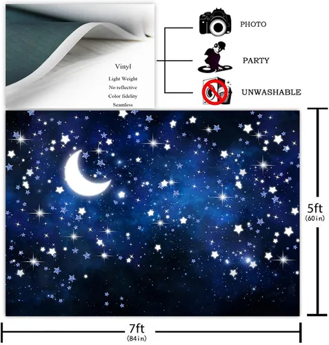 Vista 2 de Avezano Telón de fondo de noche estrellada, galaxia y cielo nocturno, fondo de fotografía para cumpleaños, baby shower, decoración Twinkle Twinkle