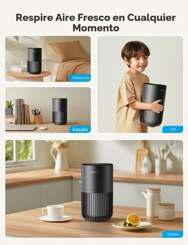 Vista 8 de GoveeLife Mini Purificador de Aire para Dormitorio, Purificador de Aire con Filtro Inteligente y Control por App Alexa para Pelo de Mascotas