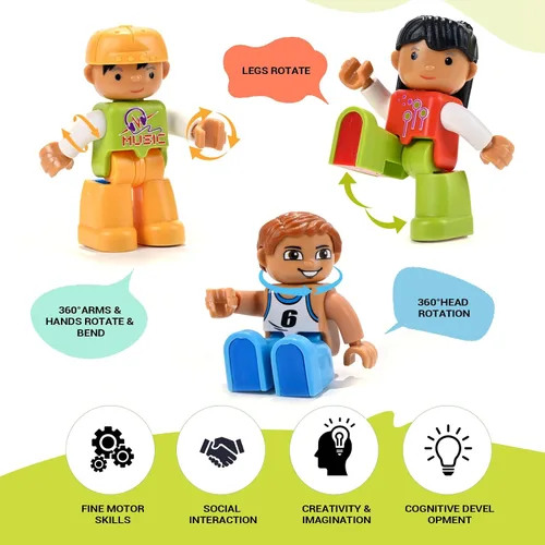 Vista 2 de ZNZ Figuras magnéticas de personas para niños, 4 piezas, juguetes compatibles con azulejos magnéticos, bloques magnéticos para niños y niñas, regalos
