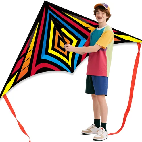 Vista 8 de Cometa Delta para principiantes para niños y adultos, cometa de playa fácil de volar