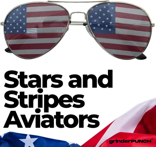 Vista 5 de GrinderPUNCH Lentes de sol tipo aviador, modelo bandera de Estados Unidos.
