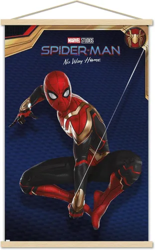 Vista 15 de Trends International Marvel Spider-Man: No Way Home - Póster de pared de disfraz rojo, 14.725 x 22.375 pulgadas, versión enmarcada de madera