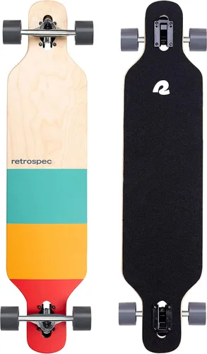 Vista 10 de Retrospec Rift Drop-Through Longboard Skateboard Complete Canadian Maple Wood Cruiser w/Drop-Through Trucks for Commuting, Cruising, Carving &