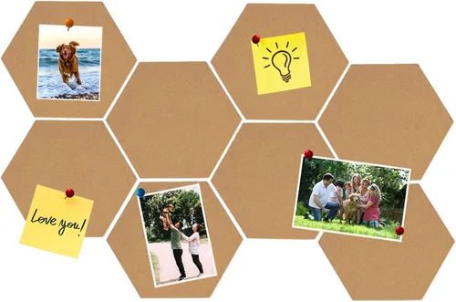 Vista 16 de 8 Piezas Azulejos Hexagonales de Tablero de Corcho de Fieltro, Autoadhesivos DIY Tablero de Anuncios Tablero de Clavijas para Oficina Escuela Hogar