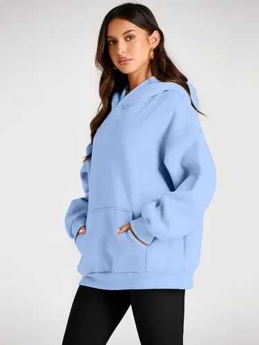 Vista 158 de Trendy Queen - Sudaderas extragrandes con capucha para mujer, suéteres de manga larga, sin botones, de vellón, de otoño, ropa de invierno