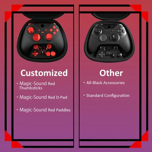 Vista 5 de LuLuGou Customized Elite Series 2 Controller-Magic Sound Red,Gamepad Compatible with Xbox Elite Series 2 Controller,Custom Soft Touch Feel,Gaming