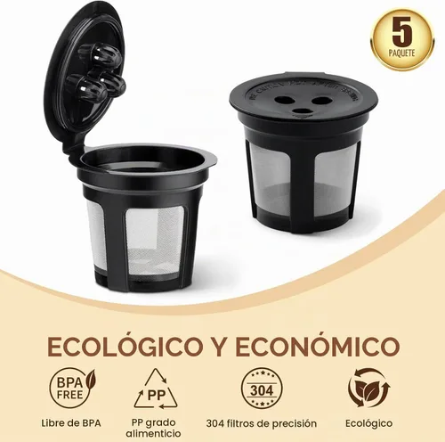 Vista 7 de Paquete de 5 cápsulas de café reutilizables Ninja: tazas K reutilizables para cafetera Ninja, filtros de café recargables para 3 agujas Ninja