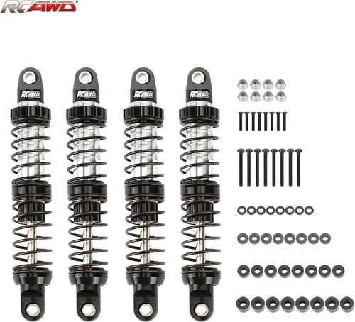 Vista 8 de RCAWD 7075 Amortiguadores de 80mm Universales para 1/10 RC Crawler, Mejoras para SCX10 I II III Pro 90046 AXI231017 TRX4 TRX6 Redcat D90 MST RC Negro