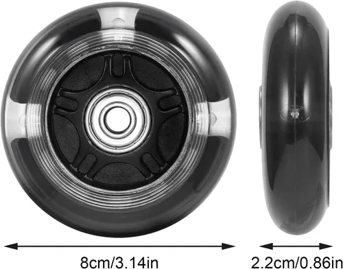 Vista 2 de Ruedas de repuesto para scooter, rueda de flash LED de 3.150 in, mini ruedas de patinaje para microscooter, luces traseras ABEC-7 de 3.150 in