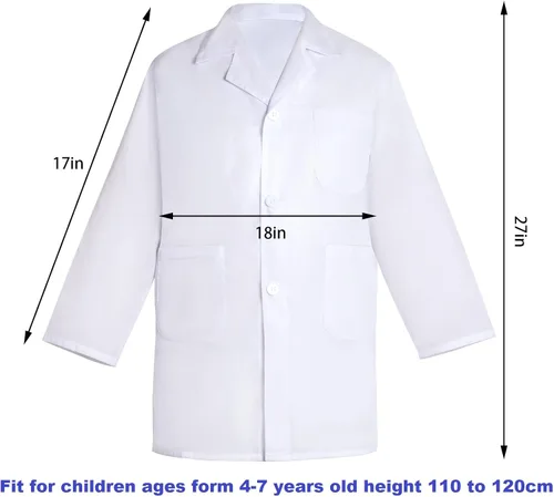 Vista 3 de Disfraz de científico loco de médico, bata blanca de laboratorio, disfraz de científico loco para Halloween para cosplay