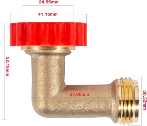 Vista 6 de Protector de manguera de latón sin plomo de 90 grados, adaptador de conexión giratoria rápida de 90°, conector de rosca de tamaño de rosca de 3/4