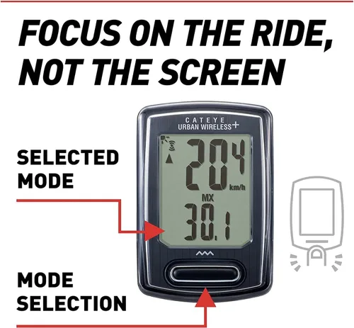 Vista 3 de CATEYE Urban Wireless Bike Computer – Analog Speedometer & Odometer with Calorie Tracking, FlexTight™ Mount, Auto Start/Stop, Programmable Odometer