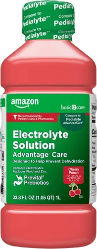 Vista 13 de Amazon Basic Care Solución de electrolitos Advantage Care con prebióticos PreVital, sabor a frambuesa azul, diseñada para ayudar a prevenir