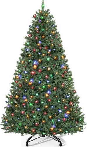 Vista 7 de DWVO Árbol de Navidad artificial preiluminado de 6 pies, verde, 1000 puntas