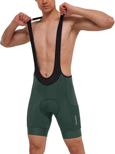 Vista 2 de Santic Pantalones cortos de ciclismo para hombre, mallas acolchadas 4D con bolsillo
