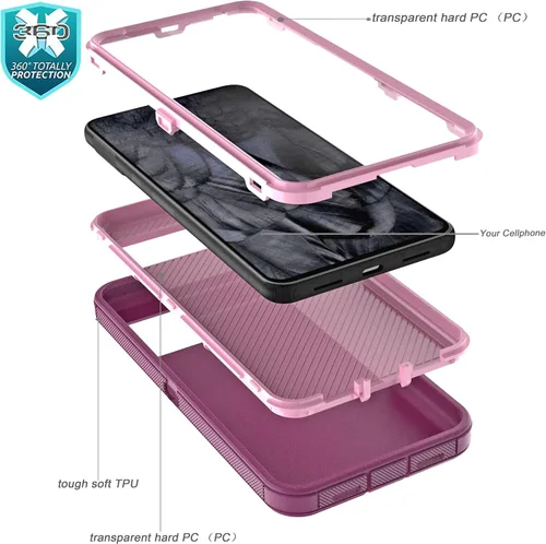 Vista 4 de YmhxcY Funda para Pixel 8 Pro con protector de pantalla integrado, a prueba de caídas, 3 capas, funda duradera, a prueba de golpes, protección