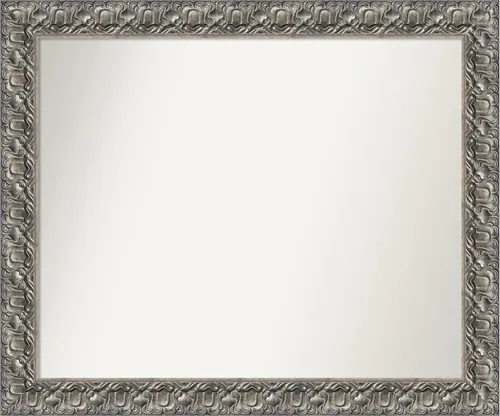 Vista 261 de Amanti Art Espejo de baño plateado para sobre fregadero, 26 x 26 pulgadas, espejo cuadrado de níquel pulido, marco de madera tradicional mediano, se
