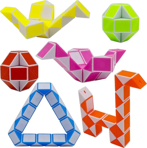Vista 2 de Paquete de 12 cubos de 24 bloques de mini cubo de serpiente, cubos de rompecabezas mágicos de velocidad para niños, rellenos de bolsas de fiesta