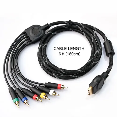 Vista 4 de Bealuffe Cable de audio y video componente para PS2, PS3, PS3, delgado, HD Multi Out, RCA de audio y vídeo para Sony Playstation PS3 (6 pies)