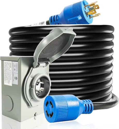 Vista 12 de Cable generador de 30 amperios y caja de entrada de alimentación, cables de generador de 15 pies de 30 amperios,Cable de alimentación de generador