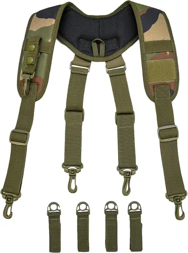 Vista 10 de MELOTOUGH Tirantes tácticos para cinturón de deber, tirantes de policía, cinturón de deber acolchado ajustable