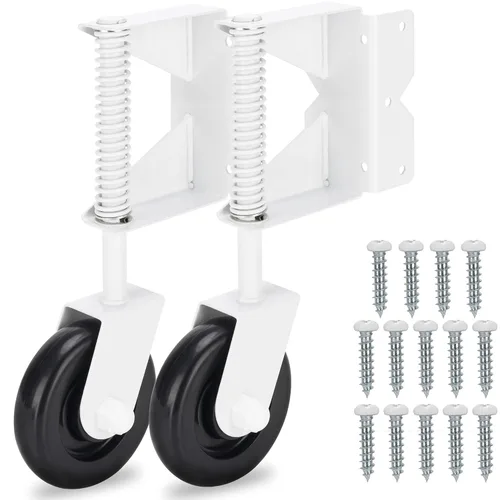 Vista 7 de Rueda de puerta de madera resistente – Kit de ruedas giratorias de 360 grados para exteriores o puerta rodante, 4-1/2 pulgadas, capacidad de 220