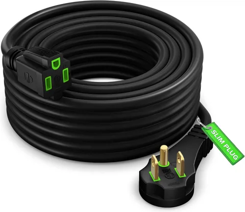 Vista 17 de Maximm Cable de extensión de enchufe plano, 1 pie, negro, perfil bajo 16AWG