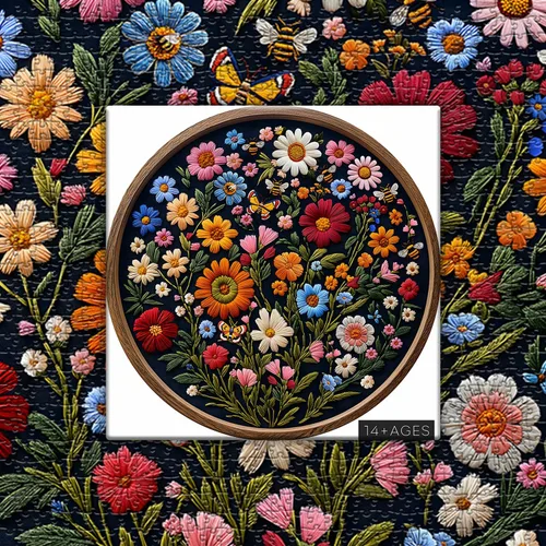 Vista 6 de Rompecabezas vintage de flores silvestres para adultos de 1000 piezas, rompecabezas redondo de mariposa abeja planta arte de la naturaleza