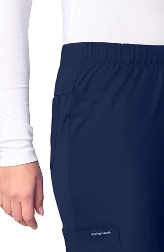 Vista 7 de Healing Hands EVRY - Pantalones médicos de pierna ancha con cintura elástica para mujer Azul marino