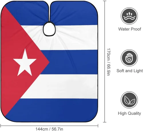 Vista 2 de Bandera de Cuba - Capa de peluquería para adultos, para peluquería en casa, peluquería