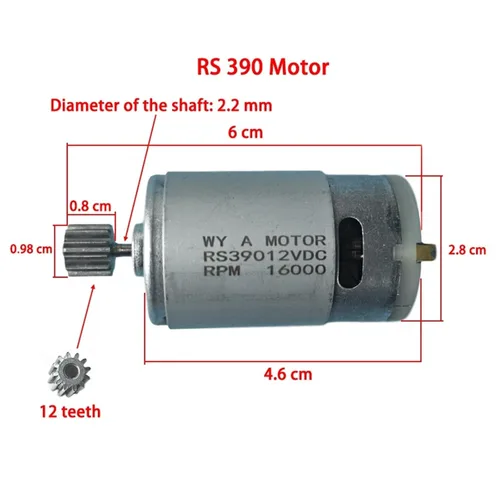 Vista 2 de 1pcs 12T 6V 12V RS390 Motor(12V380 15000RPM)