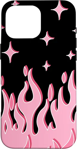 Vista 19 de Lindo patrón de llama rosa Grafitti Flames Pastel Goth Case para iPhone 17