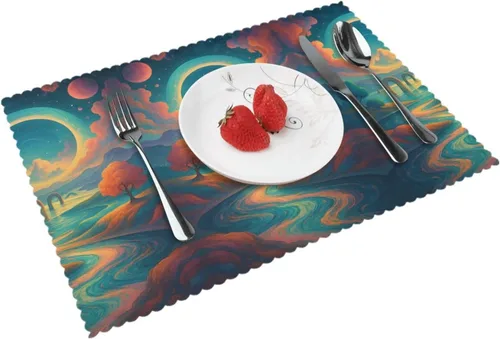 Vista 15 de Rectangular Placemats Set of 4, Heat Resistant Donuts Printed Kitchen Dining Table Mats