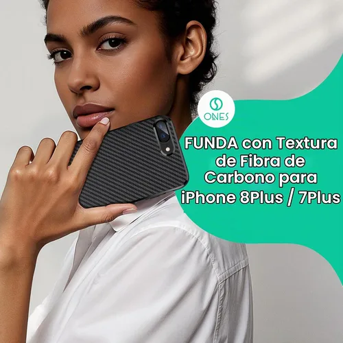 Vista 8 de ONES Funda delgada para iPhone 8 Plus / 7 Plus, cubierta de patrón de fibra de carbono, funda protectora a prueba de golpes con diseño minimalista