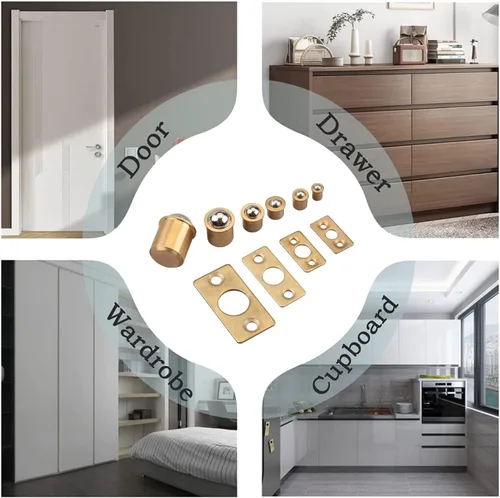 Vista 7 de 5 unidades de latón para puerta de armario, cajón, bola de atrapamiento para puerta, armario, cajón, émbolo de bola, 0.37 pulgadas de diámetro tono