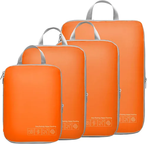 Vista 22 de Cambond - Cubos de compresión para viajes de mujer - Bolsas de viaje expandibles, organizadores de equipaje, esenciales de viaje, cubos de 01 Sandía