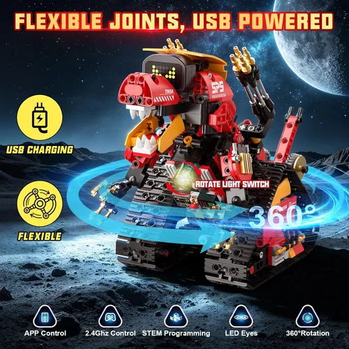 Vista 5 de 5 in 1 Stem Robot Building Kit for Kids,Remote & App Robot,896 Pcs