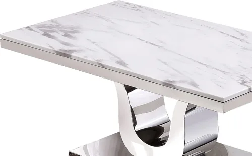 Vista 3 de Best Quality Furniture CT27-A Mesa de centro, blanco, plateado