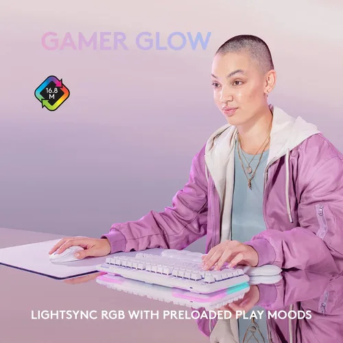 Vista 6 de Logitech G Combo inalámbrico para juegos, teclado G715 y mouse G705, iluminación RGB LIGHTSYNC, velocidad de luz, inalámbrica, Bluetooth