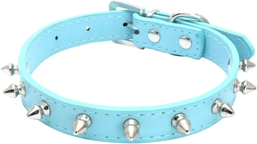 Vista 10 de Collar de perro con pinchos para perros pequeños, remache de hongos, piel sintética suave, collar con tachuelas para gato, collar ajustable