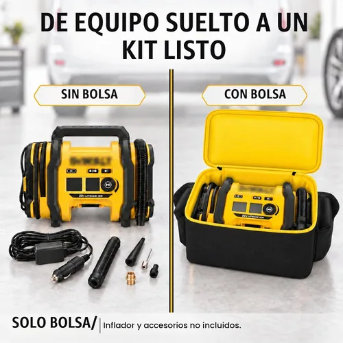 Vista 2 de Air Compressor Bag Case Compatible with DEWALT 20V MAX Tire Inflator DCC020IB, Cordless Tools Storage Holder Organizer with Pocket for Battery Pack