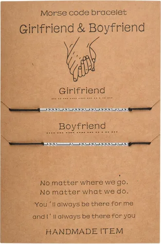 Vista 29 de SANNYRA Pulsera con código morse para mujer, pulseras a juego para 2 parejas, My Person Bestie Sister I Love You, mensaje secreto, amistad, pulsera