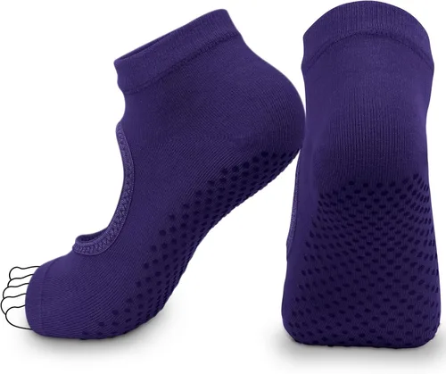 Vista 5 de Habselikob Calcetines de agarre para pilates, calcetines de yoga para mujer, calcetines antideslizantes para pilates, yoga, ballet, baile, barre Toe