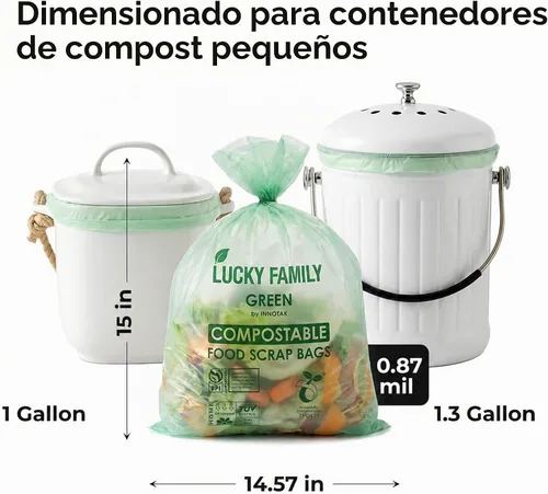 Vista 2 de Bolsas de abono de 1.3 galones para contenedor de encimera de cocina, compostables, 50