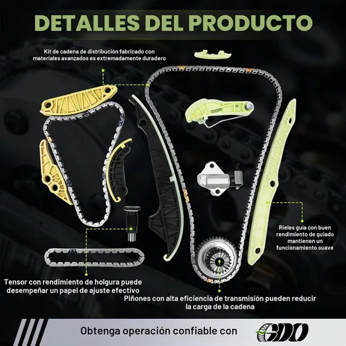Vista 6 de Kit de cadena de distribución 1.8 06H109507N W/tensor para Audi A3 A4 A5 A6 Allroad, A3/A4/A6 Quattro, TT Quattro, VW Jetta Beetle Tiguan Eos