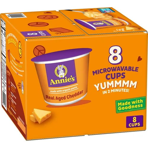 Vista 16 de Tazas de macarrones con queso al microondas de queso cheddar real envejecido de Annie's, con pasta orgánica, hechas con queso real, guarnición